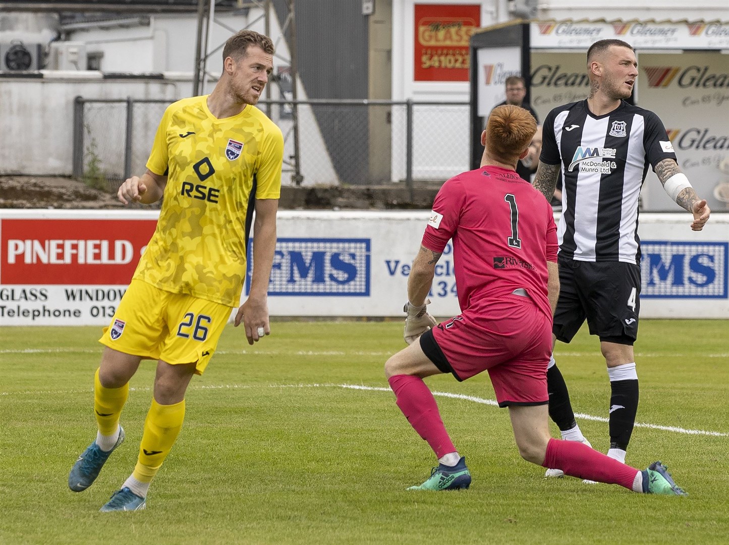Jordan White after the opener in a 5–0 friendly win at Elgin, but County’s preparations are now on ice. Picture: Ken Macpherson