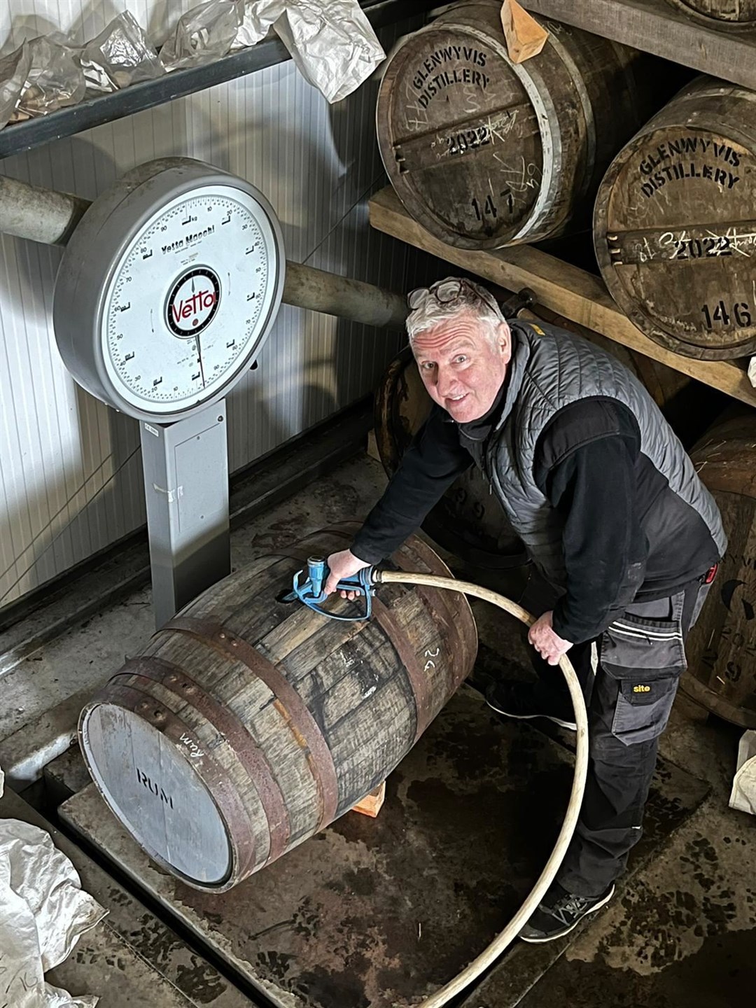 Kevin Cameron-Ross, who is originally from Cromarty, filling the cask of what will become the Harbour Angel’s Share, a true limited edition.