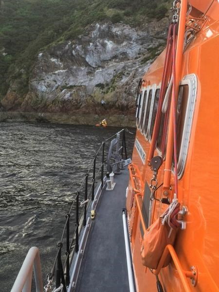 Invergordon lifeboat crew located the stranded youngsters perched on a rocky outcrop. Picture: Invergordon RNLI