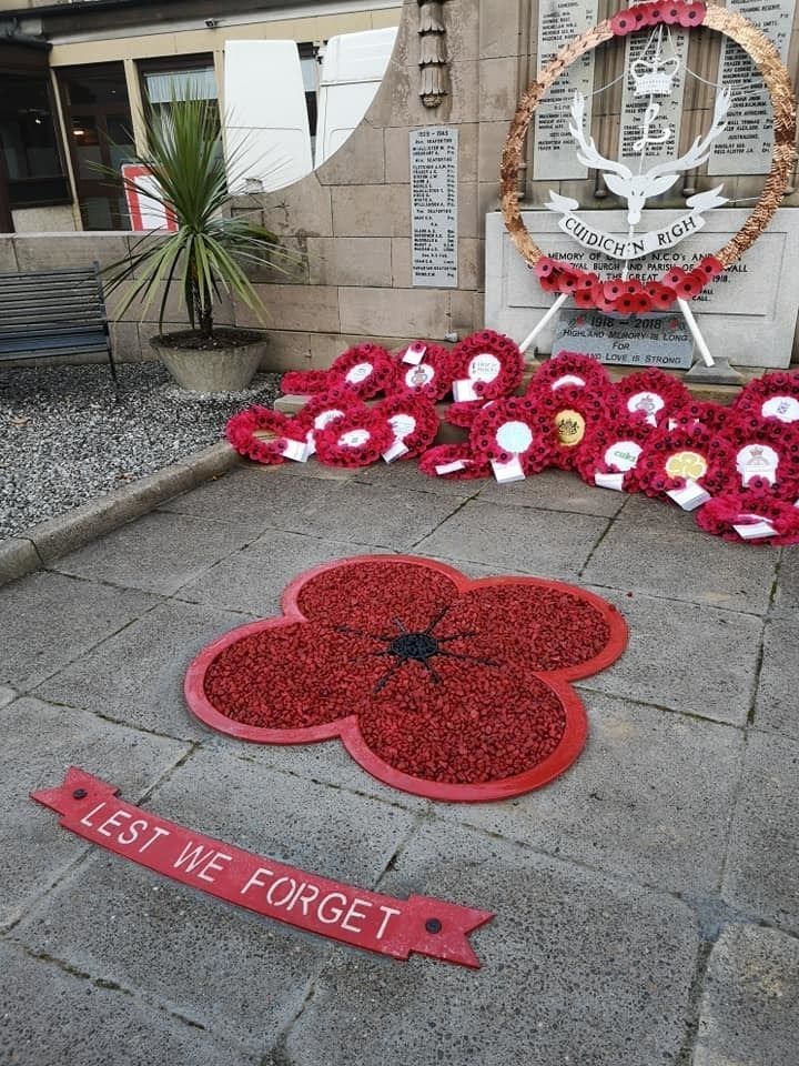 The War Memorial in Dingwall is a focus for remembrance in the county town.