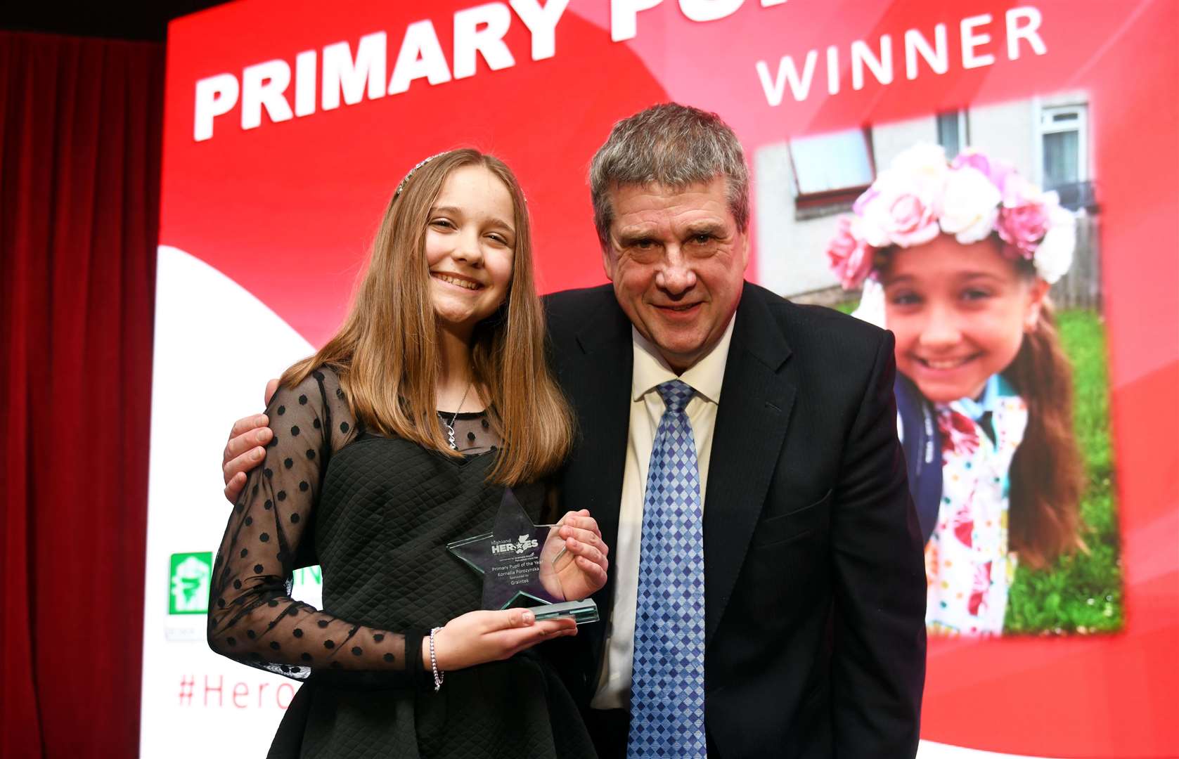 Kornelia Porozynska won the Primary Pupil Award presented by Kenny Addison of Graintek UK Ltd. Picture: James Mackenzie.