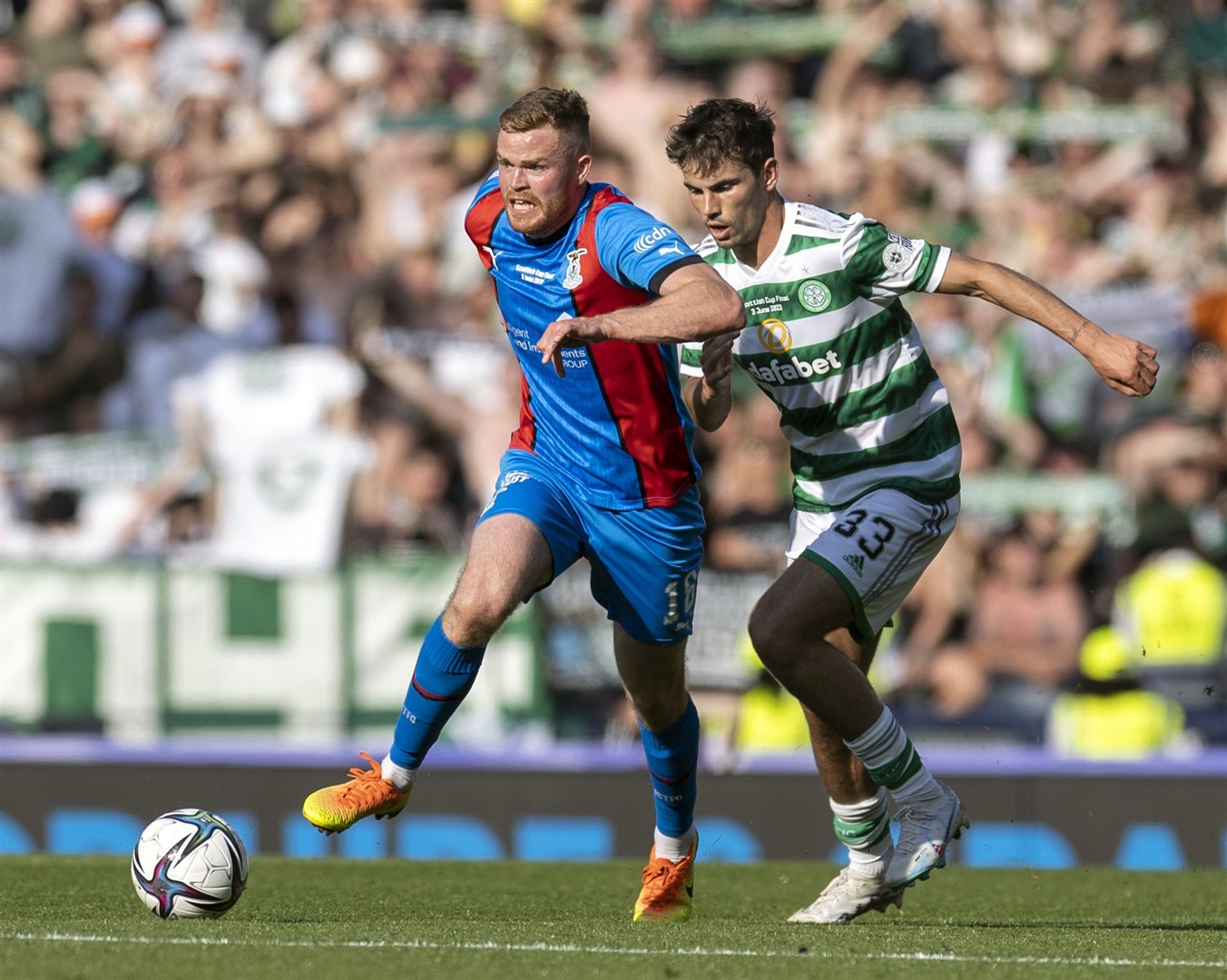 Scott Allardice, now of Ross County, in action for Caley Thistle in June's Scottish Cup final against Celtic’s Matt O'Riley.