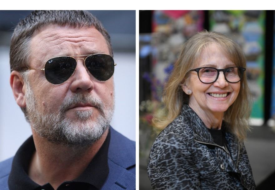 Russell Crowe and Provost Glynis Campbell Sinclair.