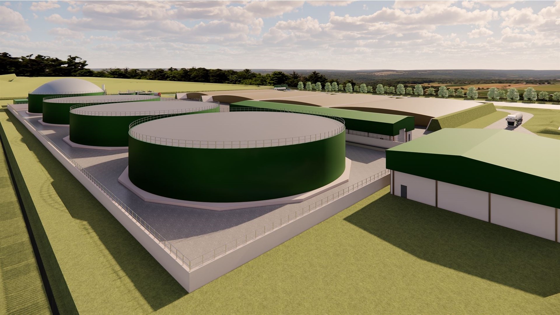 An artist’s impression of the company’s proposed anaerobic digestion plant, at Fearn Airfield in Easter Ross.
