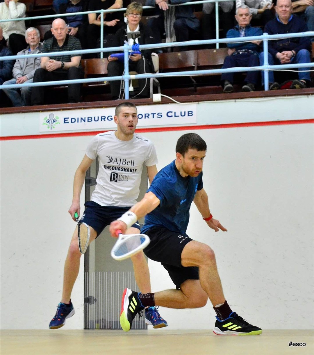Alan Clyne competing in February 2020 at the Edinburgh Sport Club Open against fellow Scot Rory Stewart.