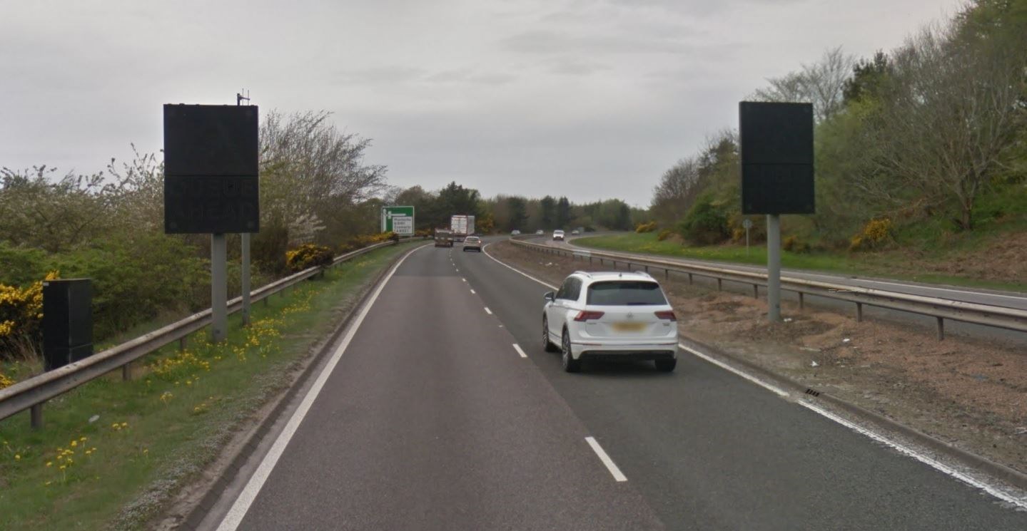 The safety signs near the Munlochy junction on the A9. Picture: Google.