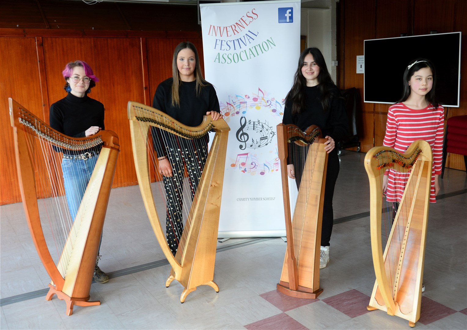 Harp Improvers Bernadette Nicol, Ruby Grace maclennan, Aine Lambrakis and Jemma Sinclair.