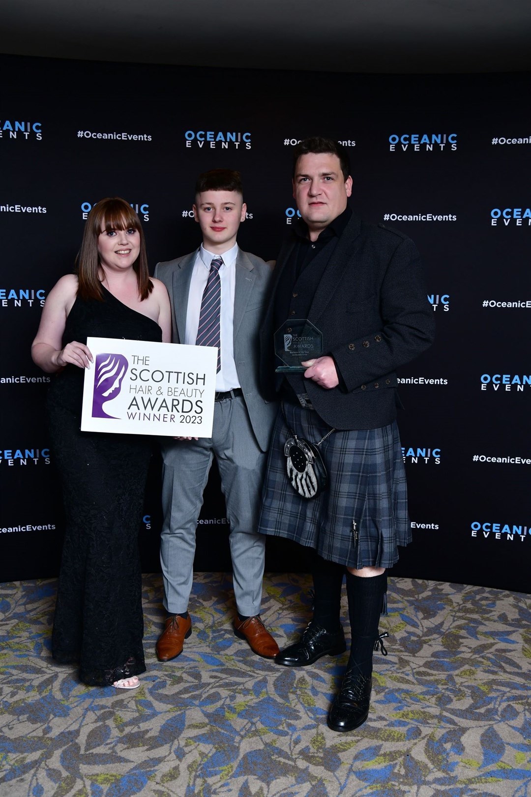The Eclipz Hair Design team after their award win: Leighanne Stewart, Cooper Patrick and Darren Kettle.