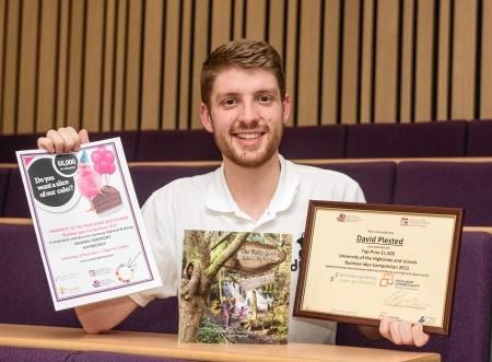 David Plested (23) from Fortrose who won two prizes for his children's learning book idea based on the Fairy Glen near Rosemarkie.
