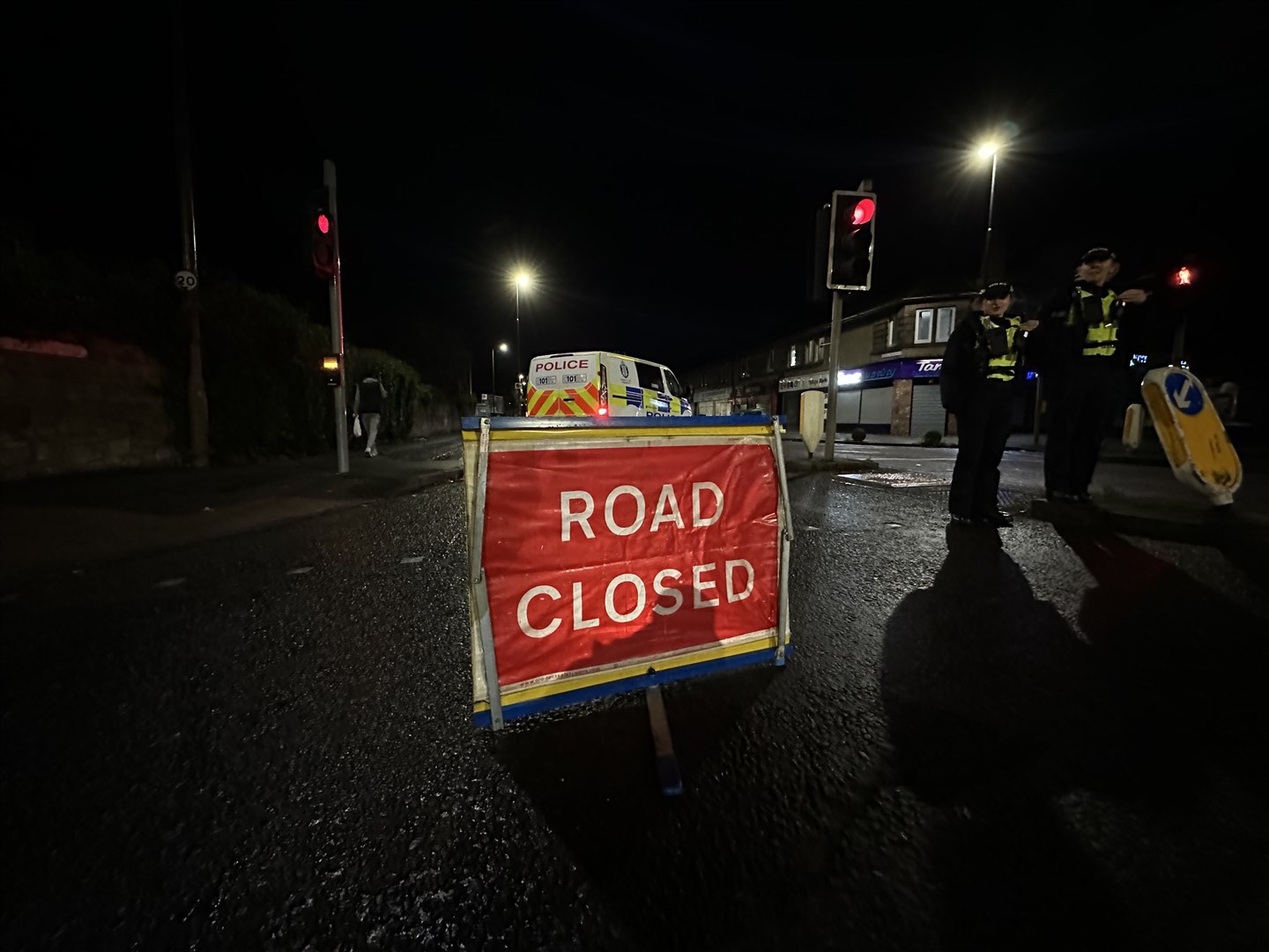 Niddrie Mains Road was closed by police officers (Dan Barker/PA)