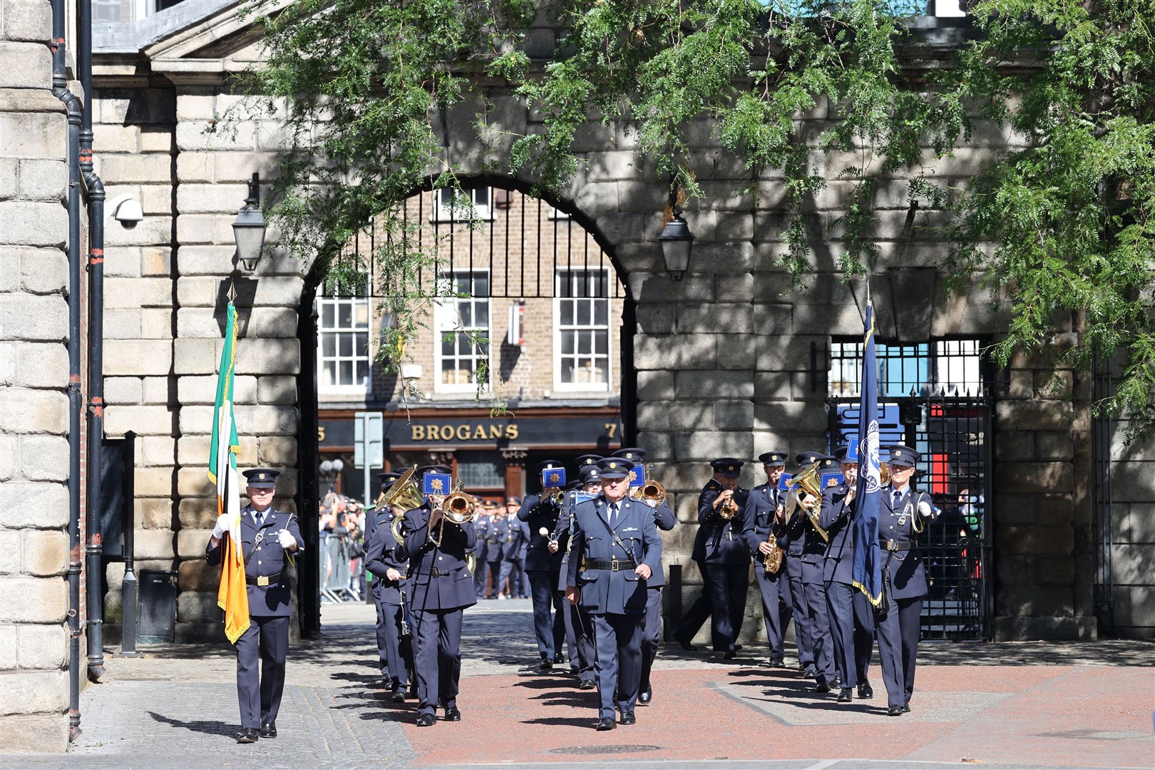 Gardai during the parade into Dublin Castle (Nick Bradsahw/PA)