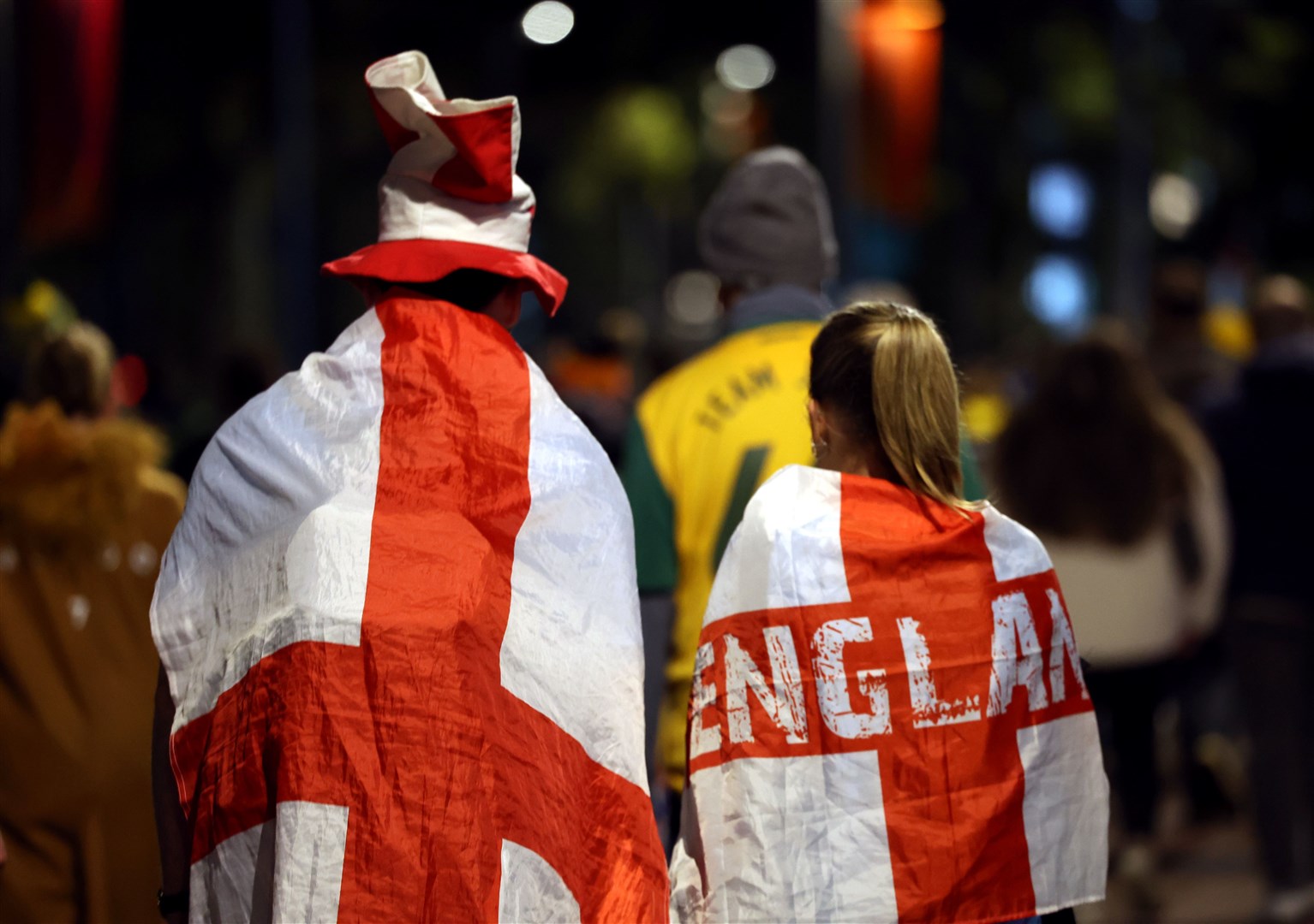 England fans outside the stadium in Sydney ahead of the World Cup semi-final against England (Isabel Infantes/PA)