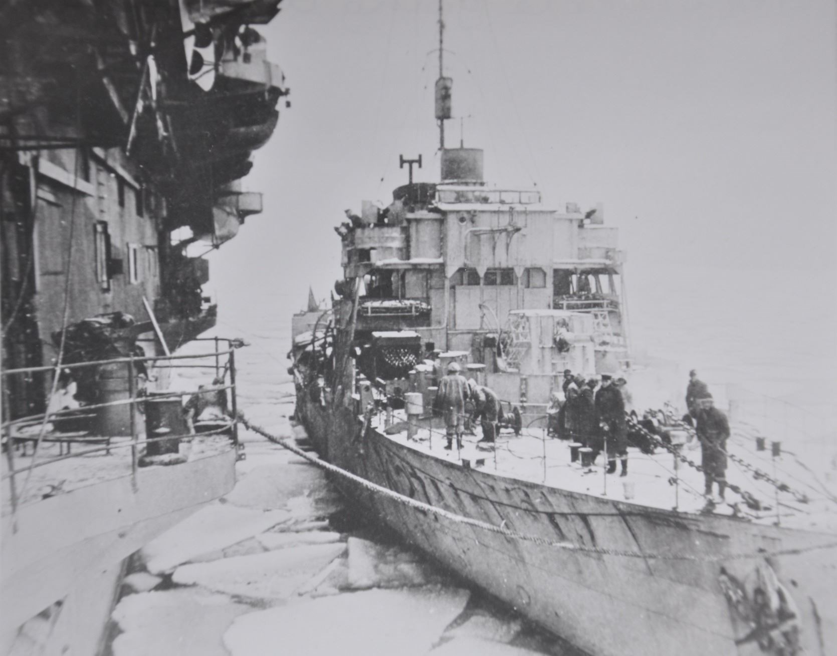 An Arctic convoy ship in the ice during the war.