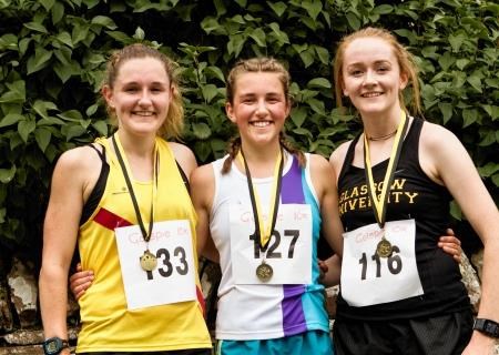 Constance Nankivell (centre) after winning the Golspie 10k with runner-up Gemma Cormack and Laura Stewart who came third