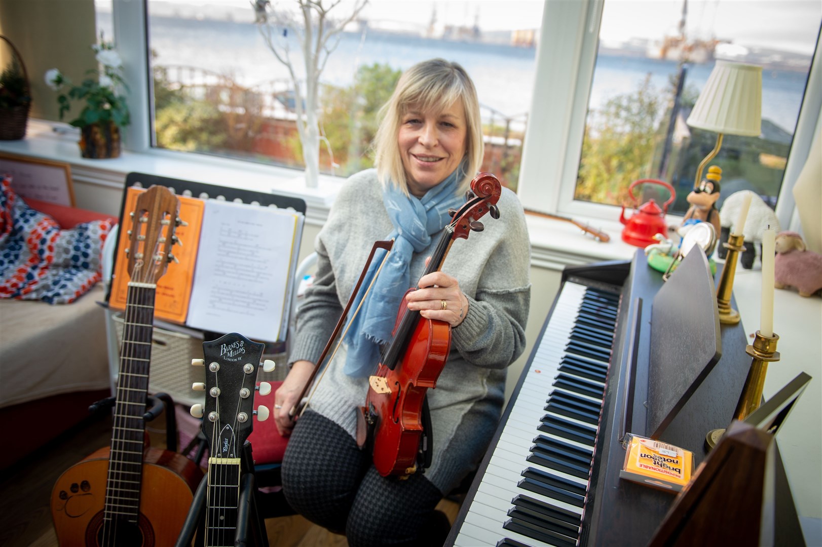 Music teacher Wendy Mullery at home in Cromarty. Picture: Callum Mackay