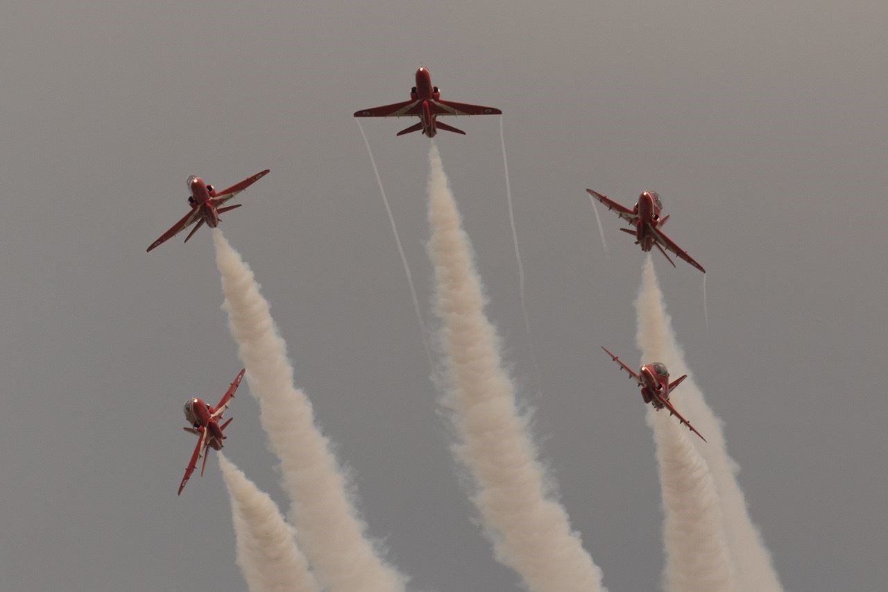 Up, up and away! Cracking Red Arrows' image captured over Tain by David May.