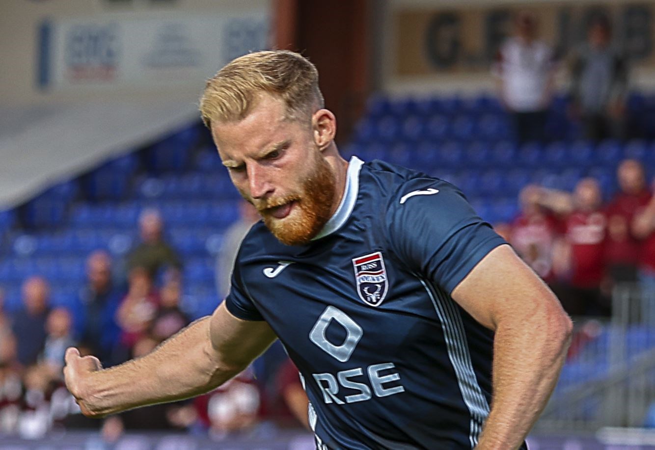 Picture - Ken Macpherson. SCOTTISH LEAGUE CUP (Viaplay Cup) group stage: Ross County(3) v Kelty Hearts(3). 29.07.23. Kelty win 4-3 after penalties. Ross County's Josh Sims sees his penalty-kick saved by Kelty 'keeper Kyle Gourlay.