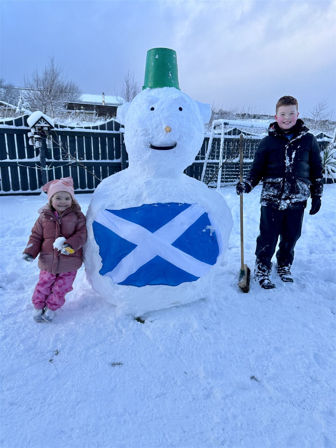 Cody and Myla Young built a cracking snowman in Fortrose while the going was good!