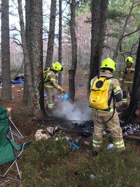 Kingussie firefighters deal with the aftermath of a dirty camper visit at Loch Morlich