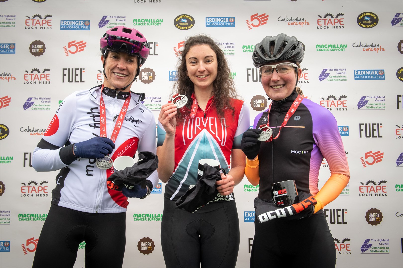 Fastest females podium Lynne Cordiner, Catriona Lockie and Natalie Munro. Picture: Callum Mackay.