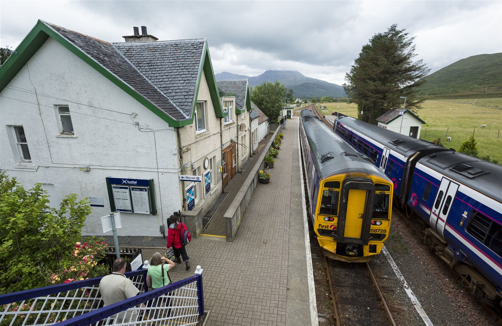 Trains at Strathcarron railway station on the Kyle line, by Lochcarron. Picture: Paul Tomkins/VisitScotland.