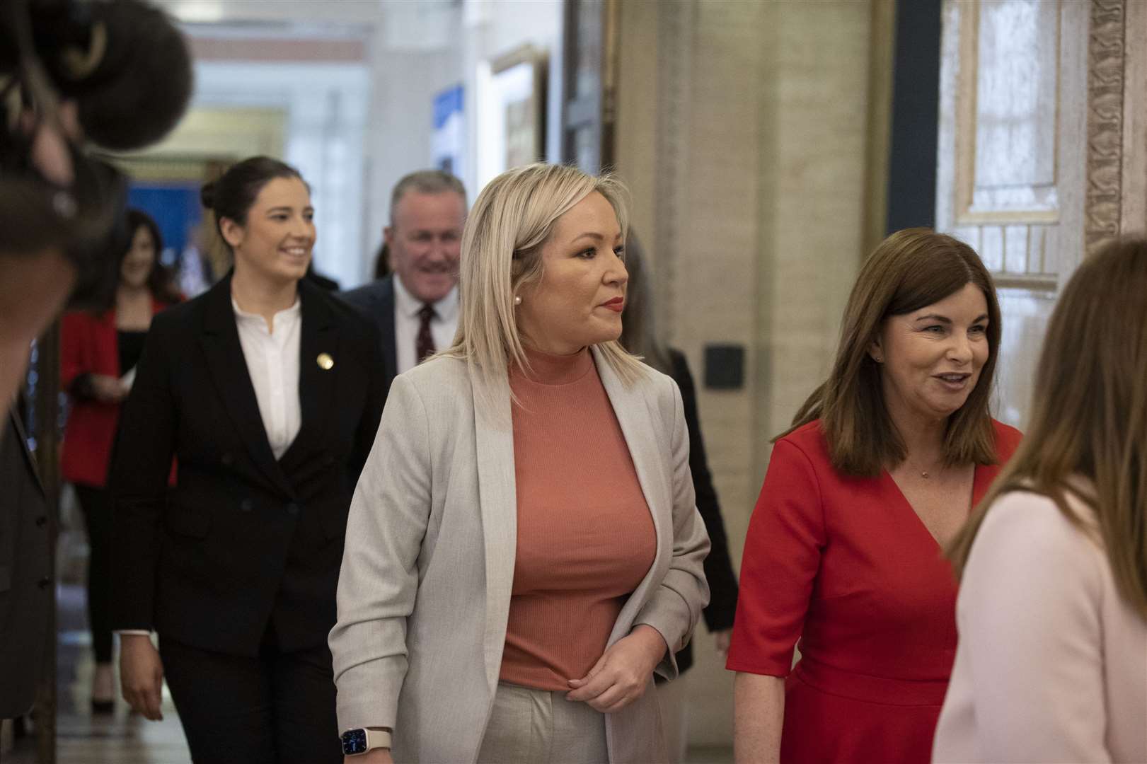 Sinn Fein’s Michelle O’Neill, centre, has condemned the DUP’s stance (Liam McBurney/PA)