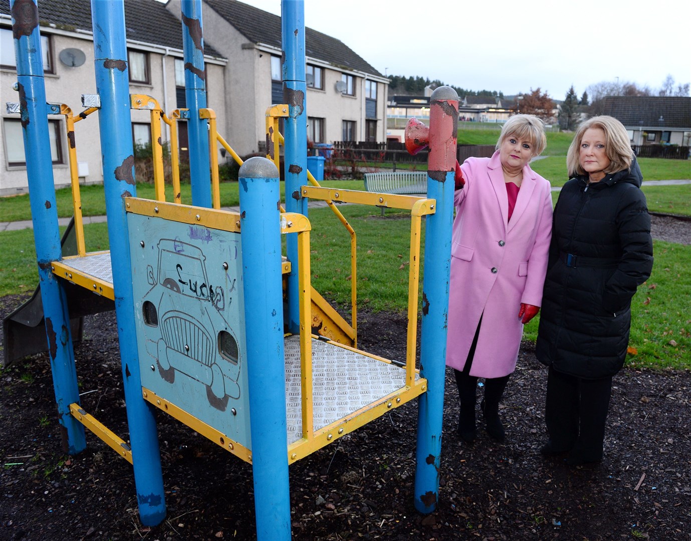 Councillors Maxine Smith and Pauline Munro at the Kirkside play park. Picture: Gary Anthony