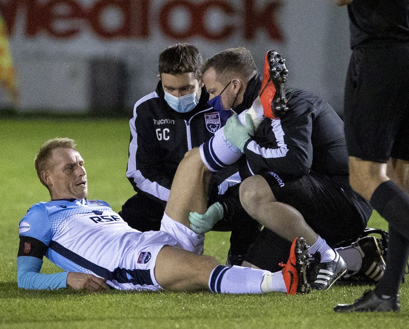 Ross County's Carl Tremarco got an early injury against Elgin and had to go off. Pictures: Ken Macpherson
