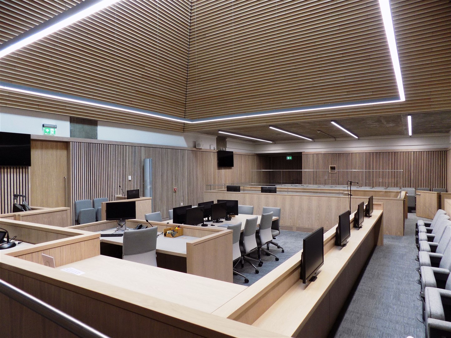 A court room inside the Inverness Justice Centre.