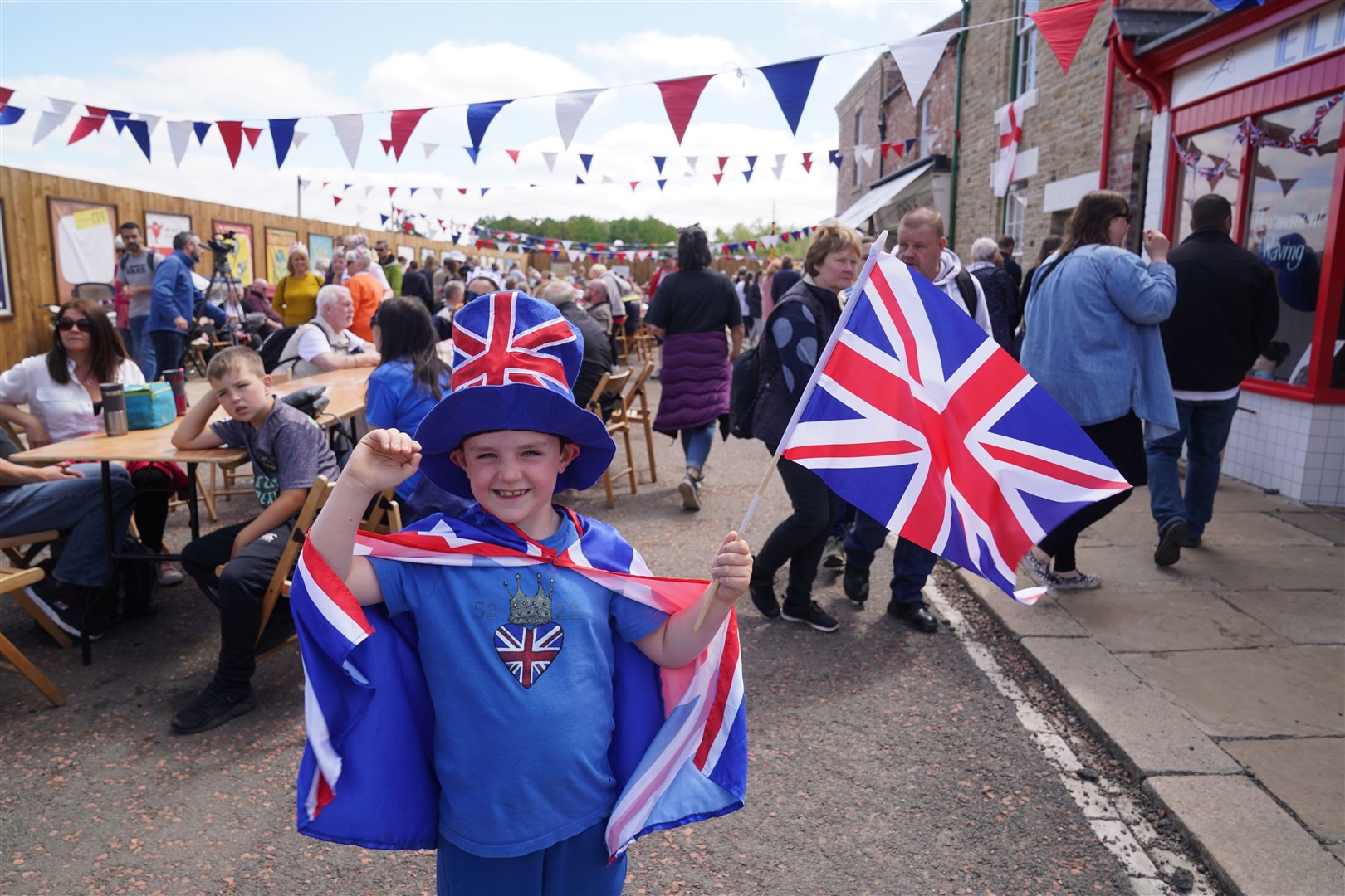 Danny-ray Davis, seven, from Winlaton, during Jubilee celebrations at the Living Museum Of The North in Beamish (Owen Humphreys/PA)
