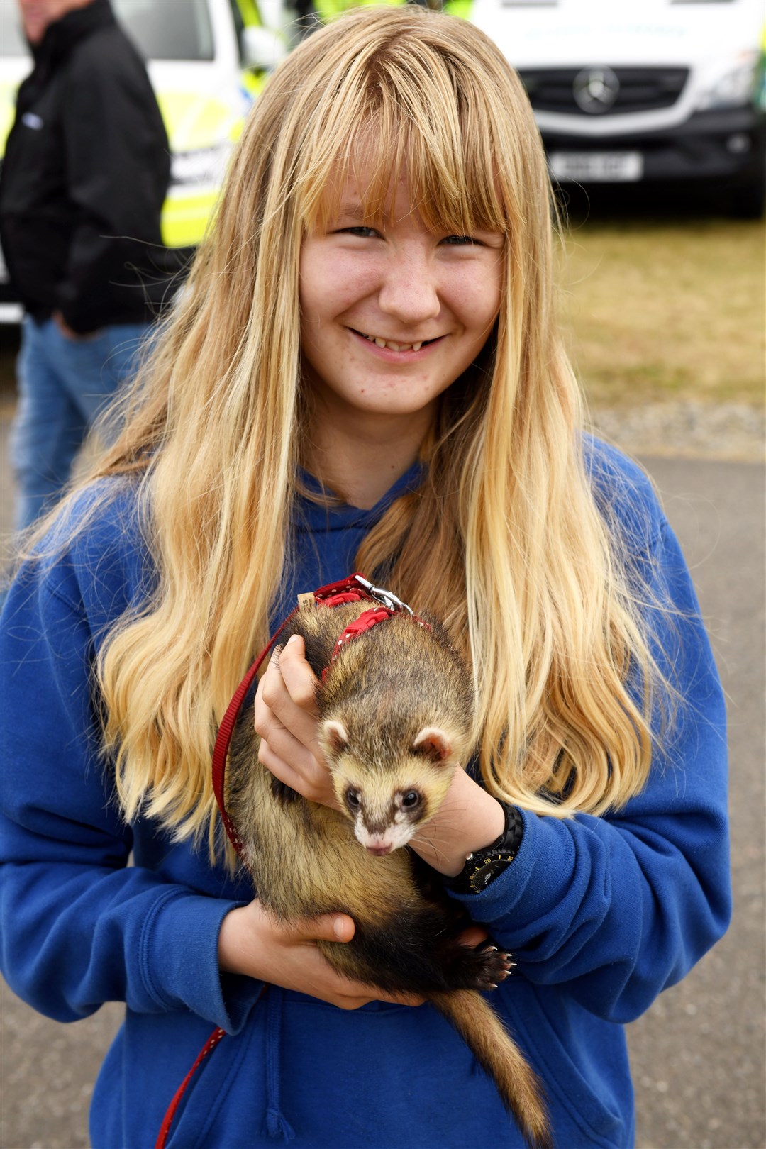 Emily Anderson with Jacob the ferret. Picture: James Mackenzie.
