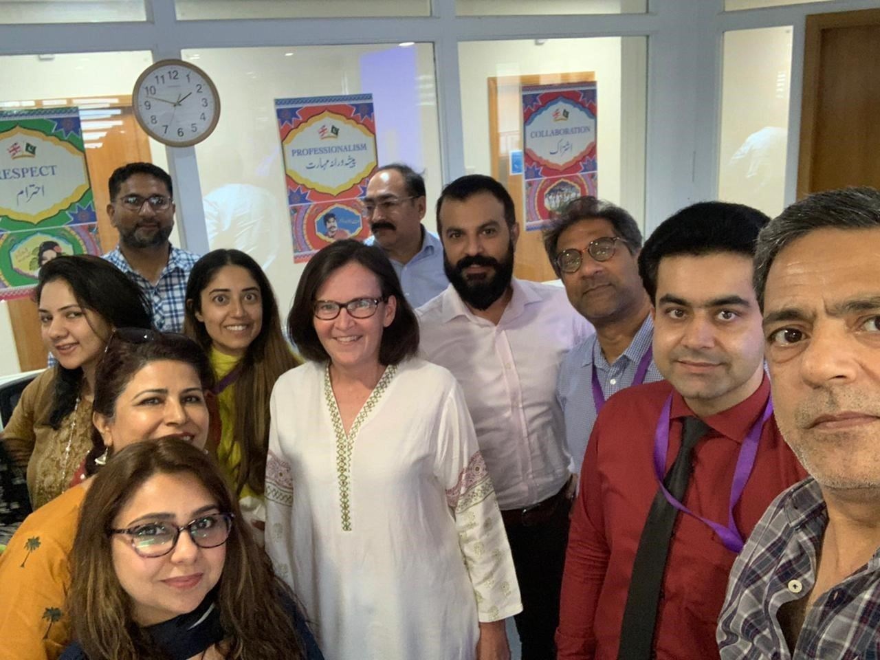 Annabel Gerry with colleagues at BE Islamabad.