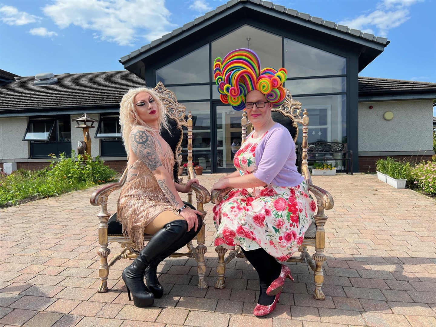Drag queens Venus Guytrap and Miss Lossie Mouth, aka Darryl Alexander Geegan and John Campbell, have been providing fun for care home residents across the Highlands.