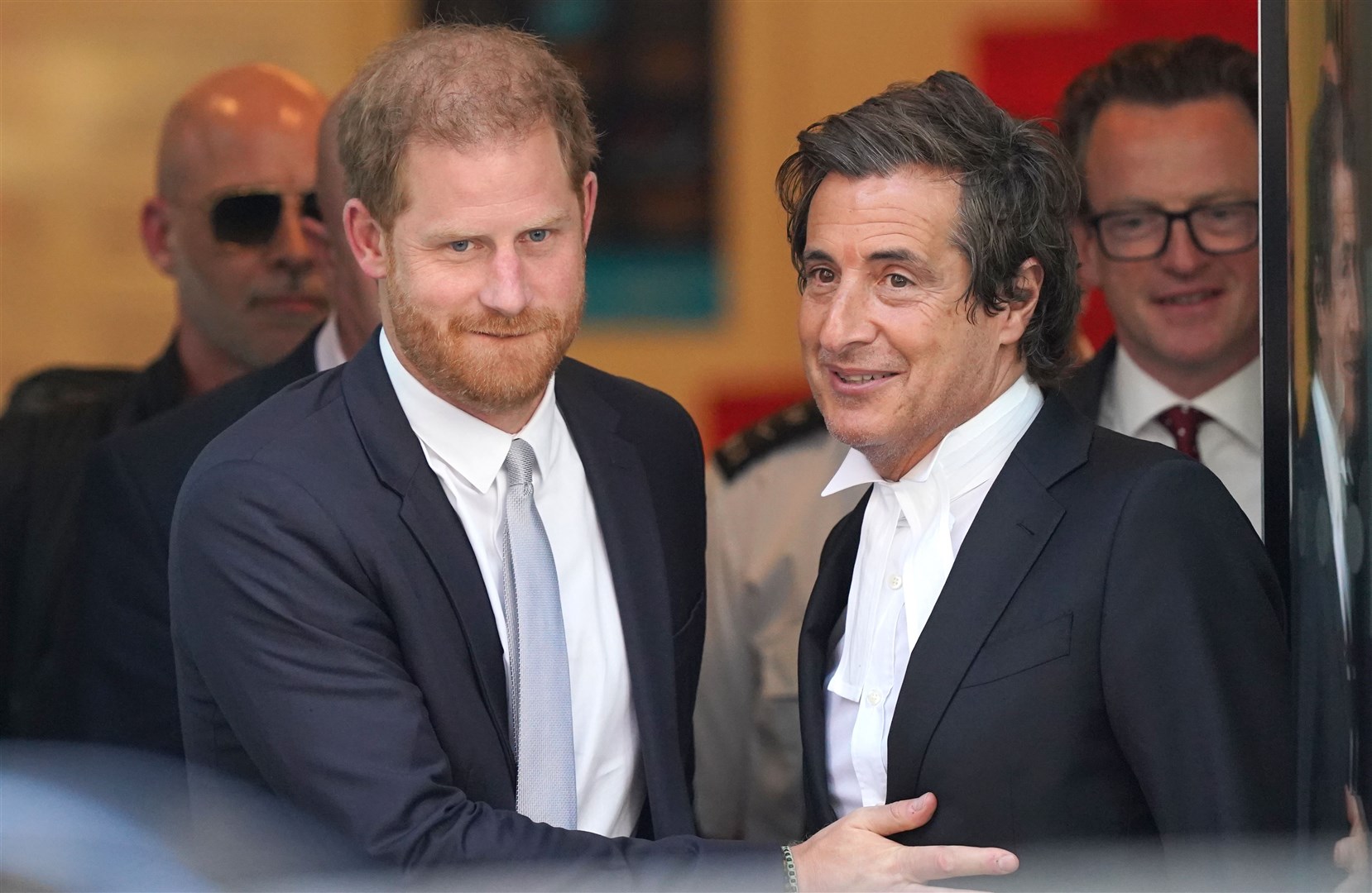 The Duke of Sussex with his barrister David Sherborne (Jonathan Brady/PA)