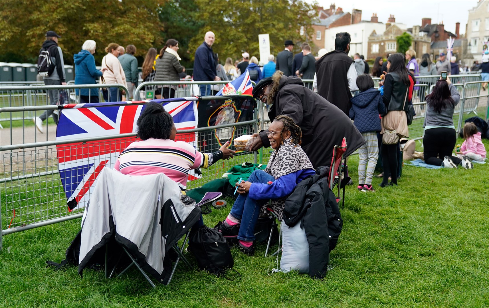 Some set up chairs next to the barriers (Andrew Matthews/PA)
