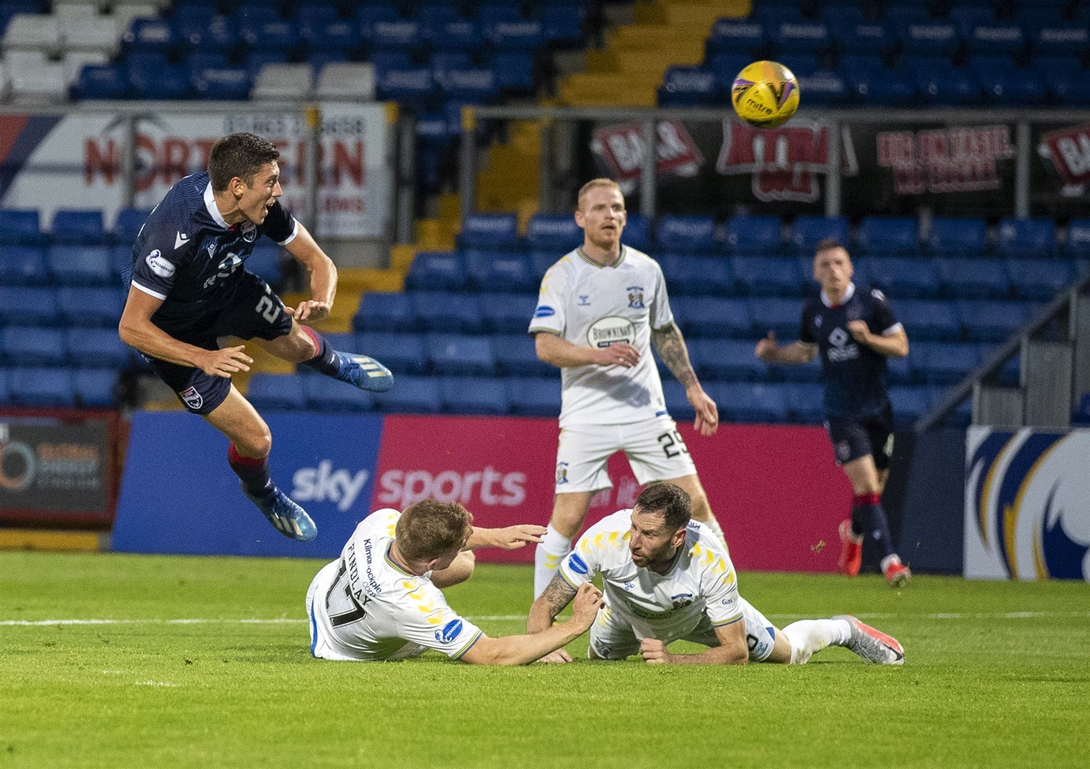 A classic Ross Stewart moment in Ross County colours, with acrobatic attempt at goal against Kilmarnock in August 2020. Picture: Ken Macpherson