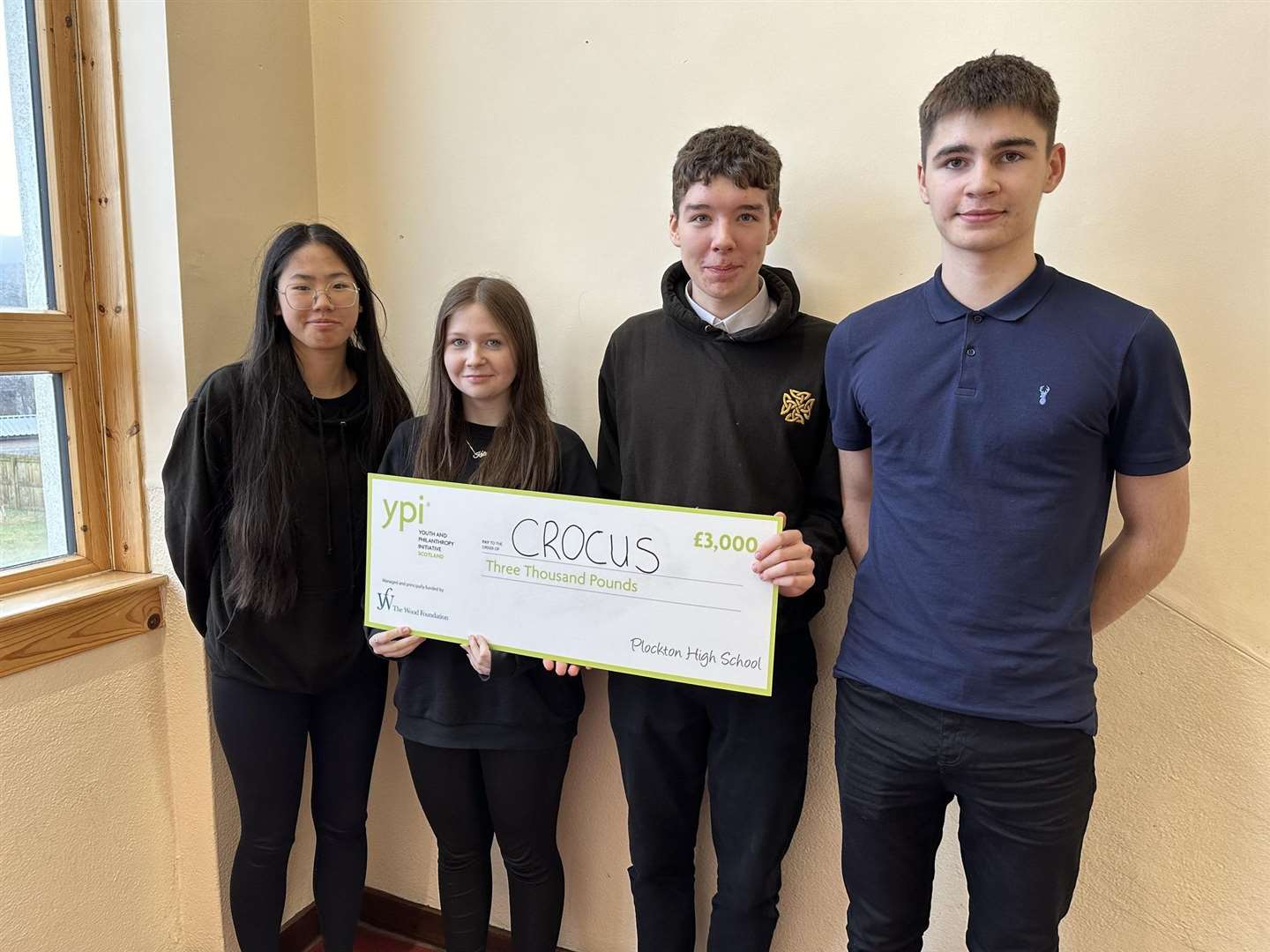 Plockton High School pupils, Kelly Lin, Katie Greville, Charlie MacVicar and Hamish MacLean, who secured £3000 for CROCUS through the YPI initiative.