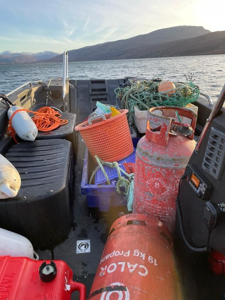 The 89kg of debris lifted by the Ullapool Sea Savers.