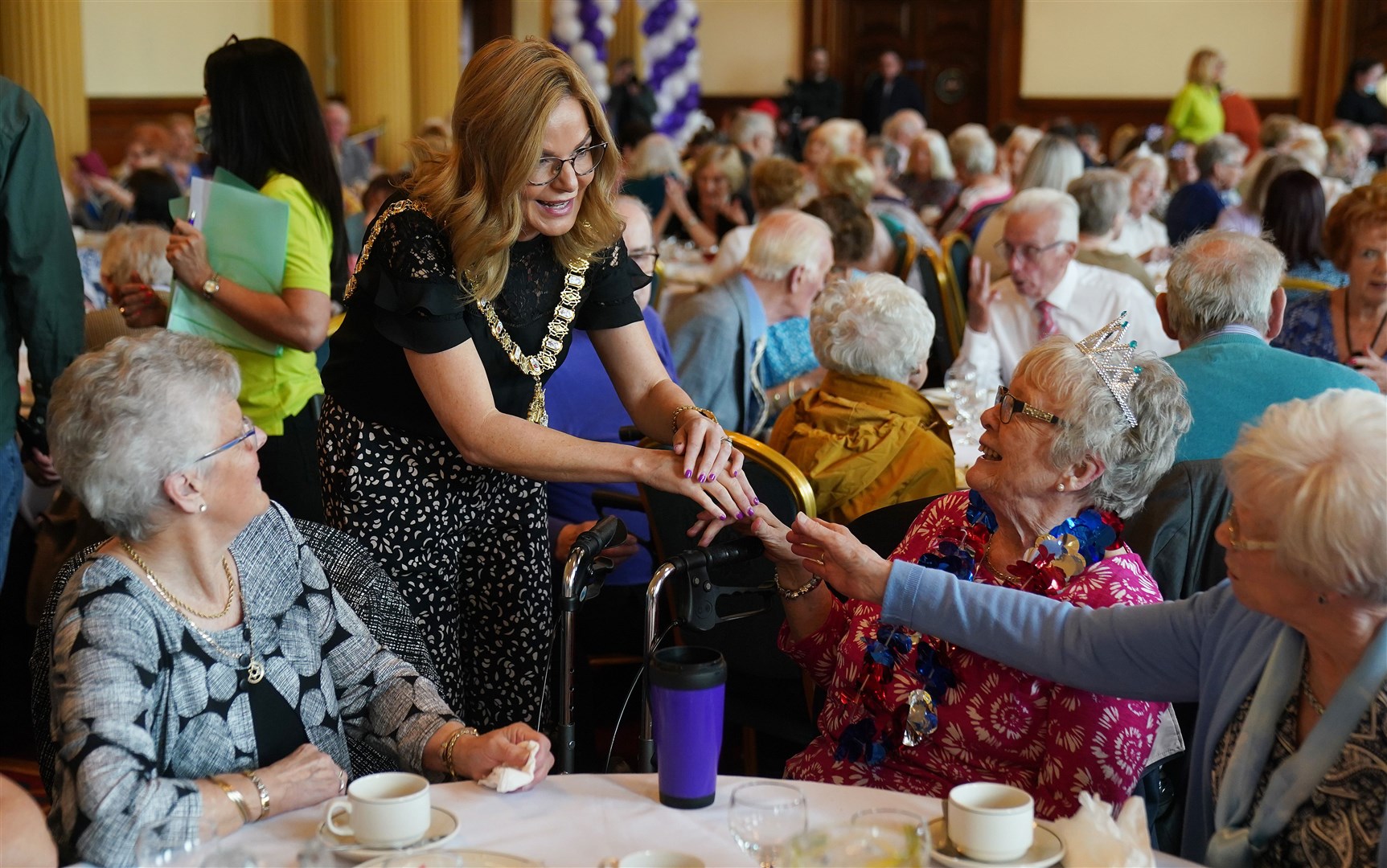 Belfast Lord Mayor Tina Black (second left) attends a Queen’s Platinum Jubilee tea dance at Belfast City Hall (Brian Lawless/PA)