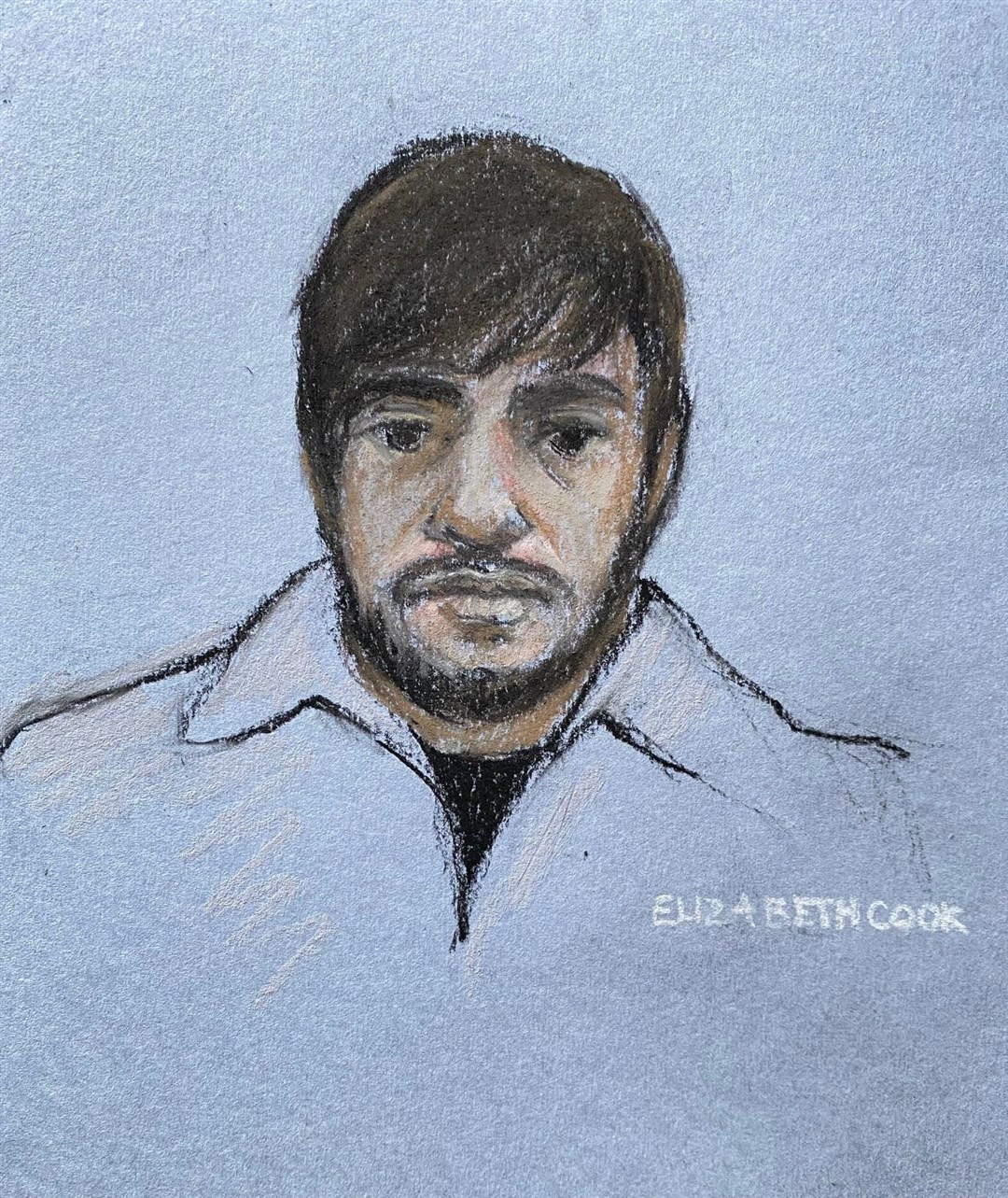 Court artist sketch of Jaswant Singh Chail, 21, from Southampton (Elizabeth Cook/PA)