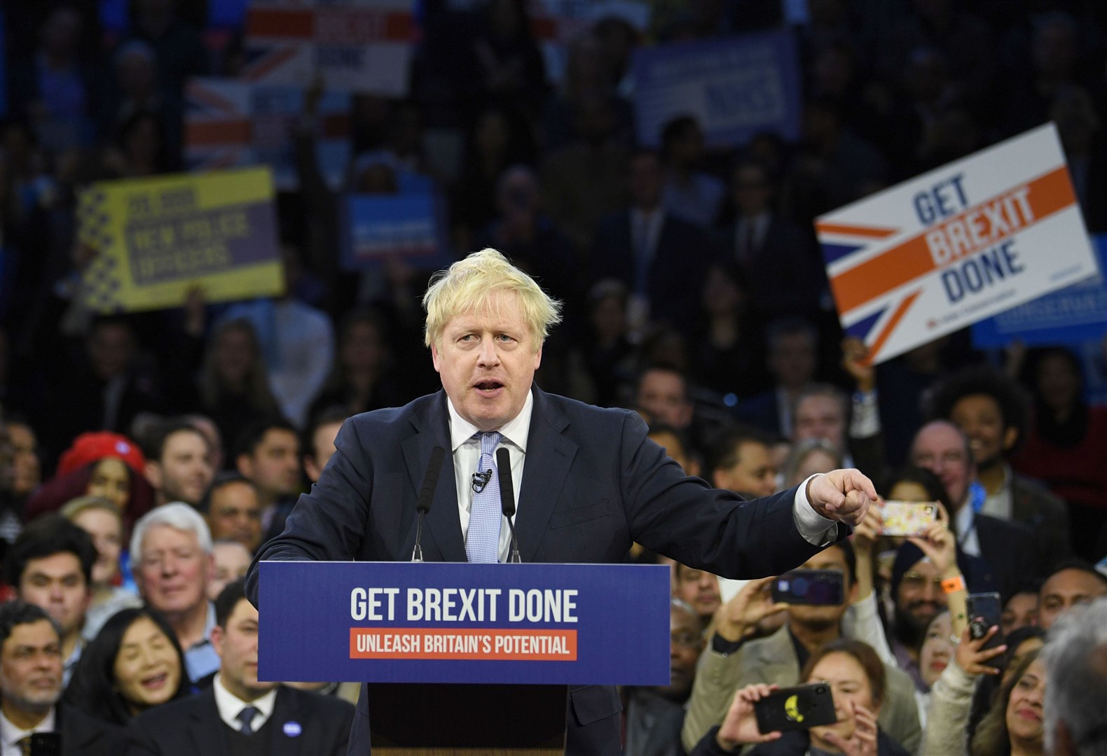 Prime Minister Boris Johnson during a visit to Queen Elizabeth Olympic Park, London, while on the General Election campaign trail in 2019 (Stefan Rousseau/PA)