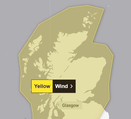 The area covered by Sunday's yellow warning for gales. Picture: Met Office.