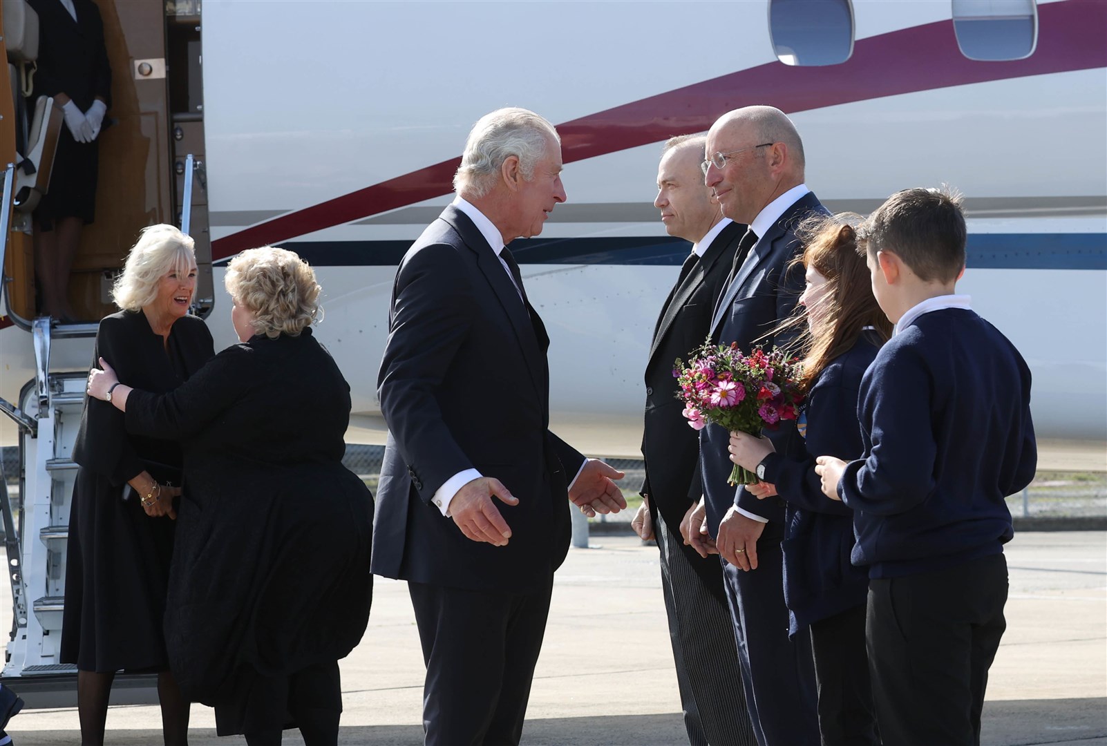 Charles and Camilla flew to Belfast City Airport from Scotland (Liam McBurney/PA)