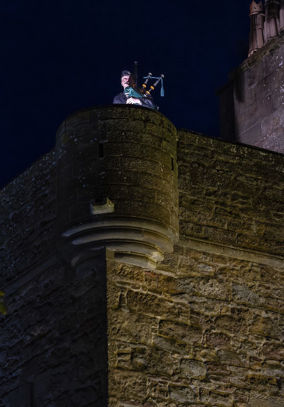 Last Night piper on the battlements was Murdo Macleod from Portmahomack.Picture: Andy Kirby