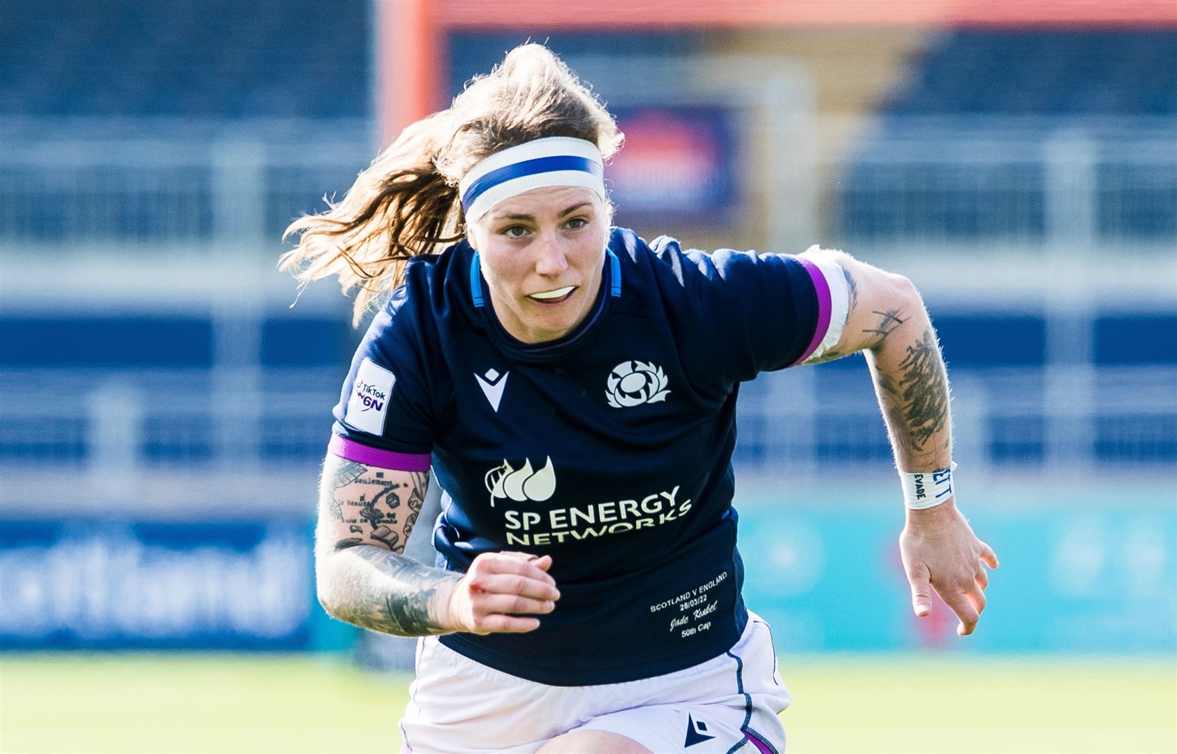Jade Konkel won her 50th cap for Scotland in their opening match of the 2022 Women's Six Nations against England. Picture: SRU/SNS Group
