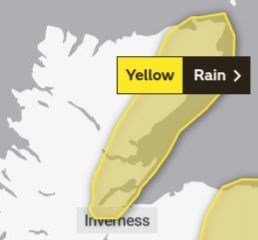 The yellow weather warning comes into effect at 6am on Saturday. Picture: Met Office.