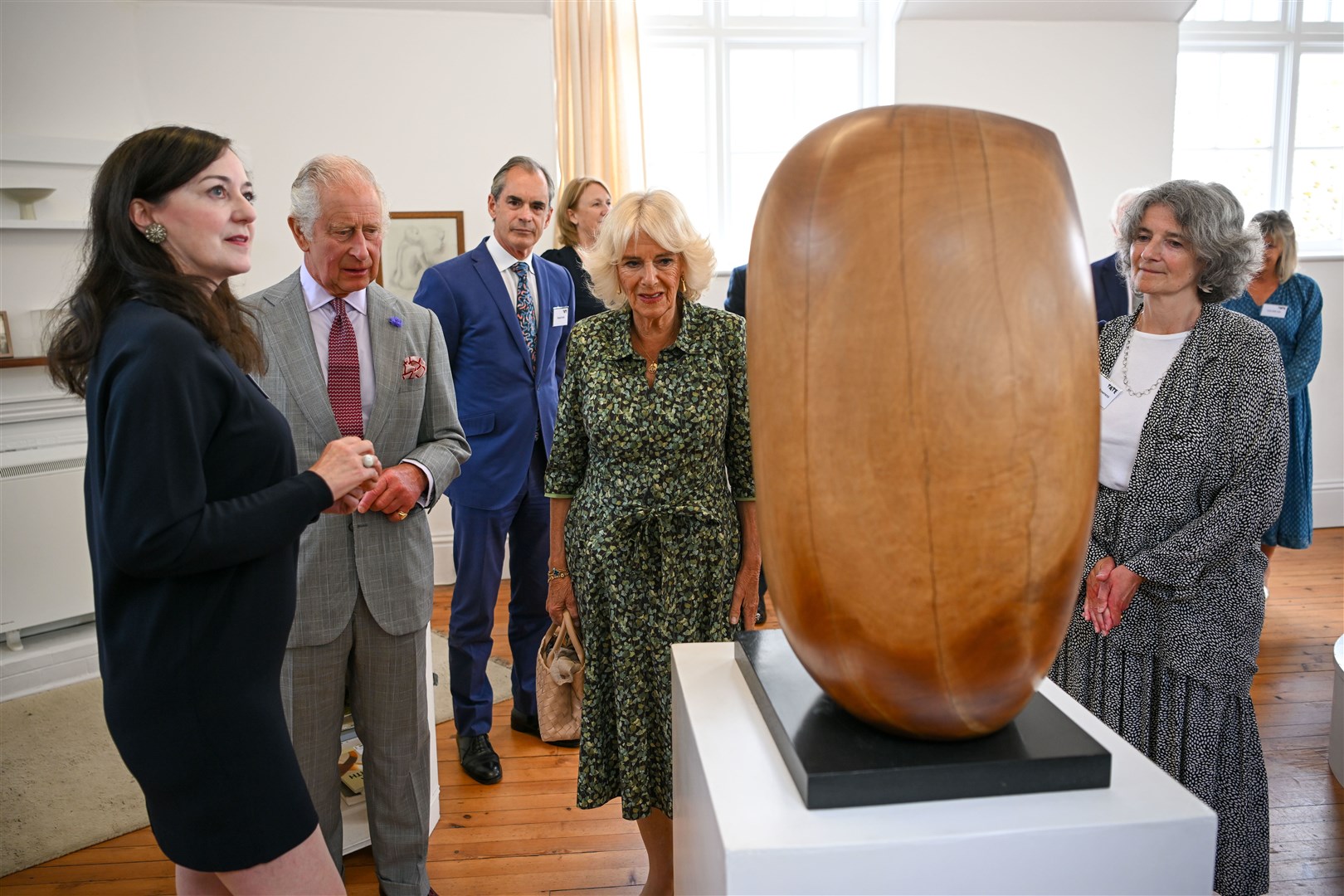 The King and Queen during a visit to the Barbara Hepworth Museum and Sculpture Garden (Finnbarr Webster/PA)