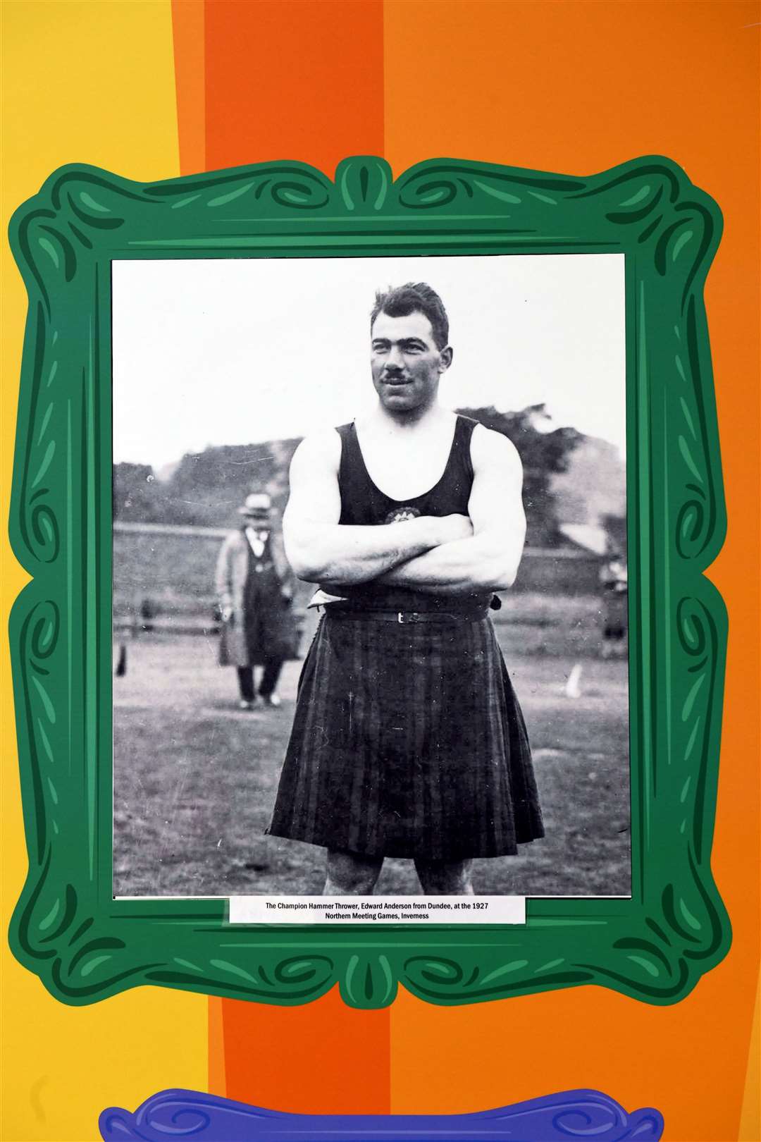 Champion hammer thrower, Edward Anderson of Dundee, at the 1927 Northern Meeting Games, Inverness.