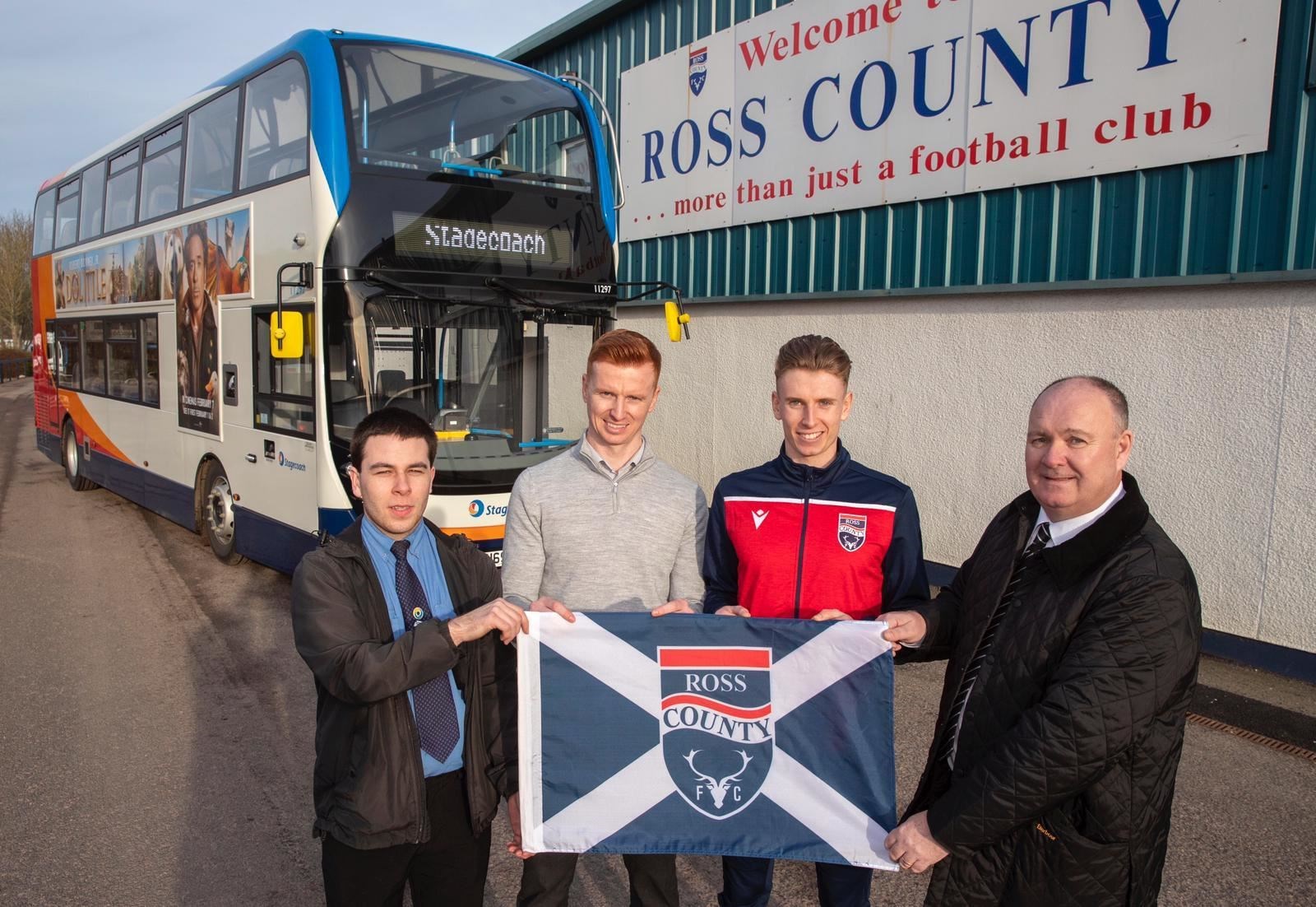 Pictured announcing the offer are (from left): Ross Sutherland (Stagecoach), Scott Boyd (Ross County), Oli Shaw (Ross County) and David Beaton (Stagecoach).