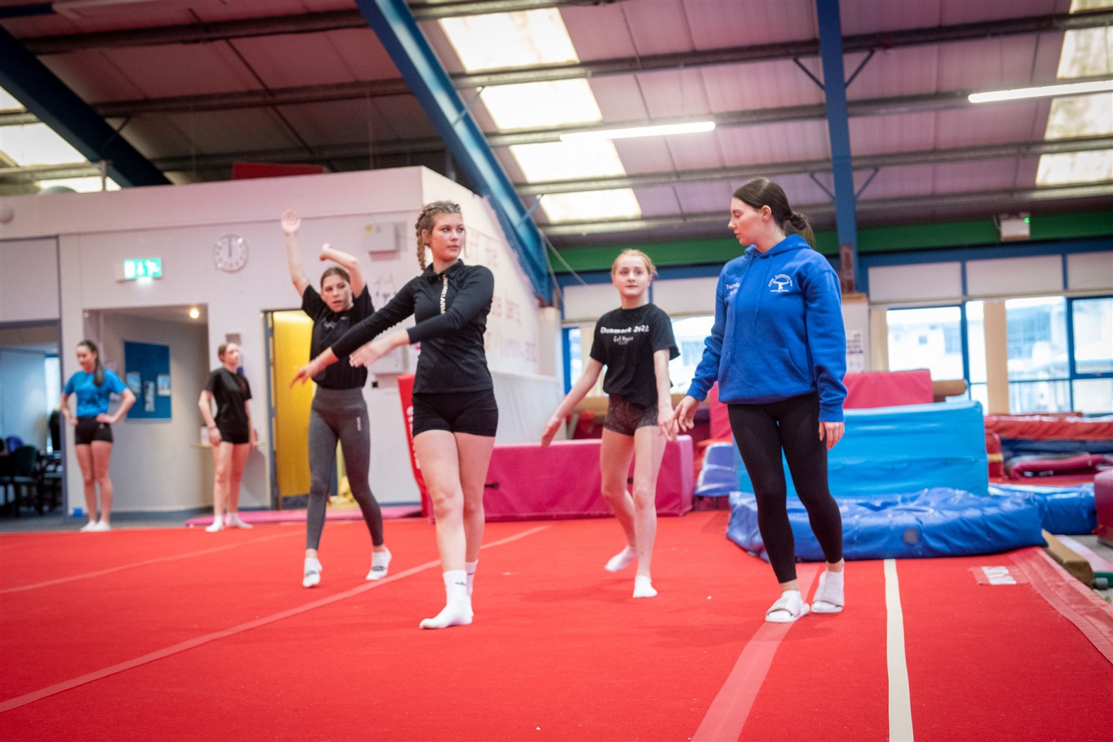 Floor work with some of the gymnasts. Picture: Callum Mackay.